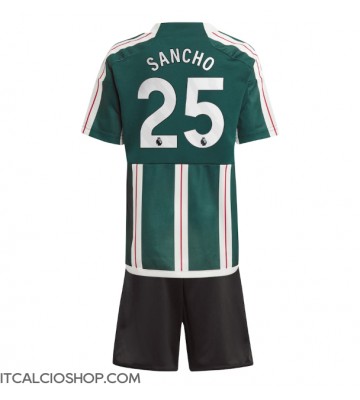 Manchester United Jadon Sancho #25 Seconda Maglia Bambino 2023-24 Manica Corta (+ Pantaloni corti)